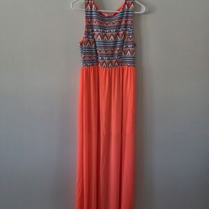 Style Rack Coral and Geometric Maxi Dress